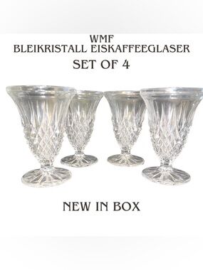 WMF‎ Bleikristall Eiskaffeegläser Set of 4 German Lead Crystal Dessert Glasses